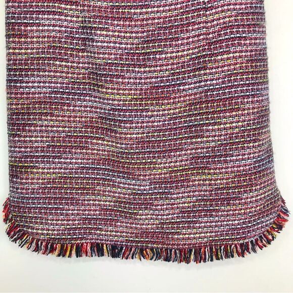 Laundry by Shelli Segal Navy Blue Colorful Woven Tweed Fringe Hem Mini Skirt - Picture 5 of 16
